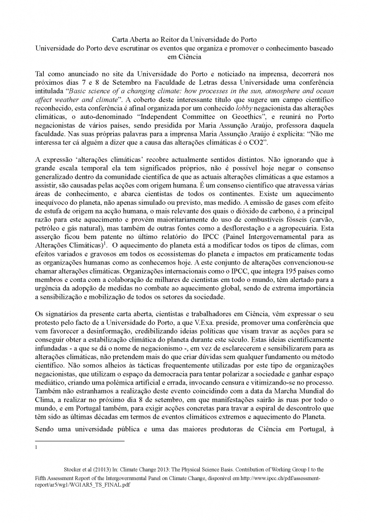 Carta Aberta Ao Reitor Da Universidade Do Porto Solar